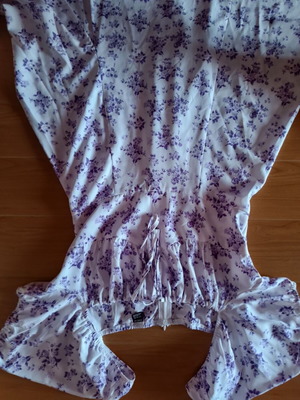 Floral dress white with purple size large, worn once