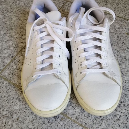 Adidas Advantage used genuine leather size 39 1/3 white sneakers