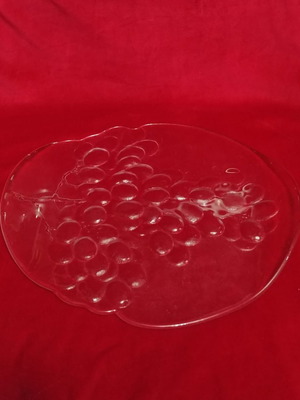 Oval Kosta Boda Grape art glass platter like new, 1980s