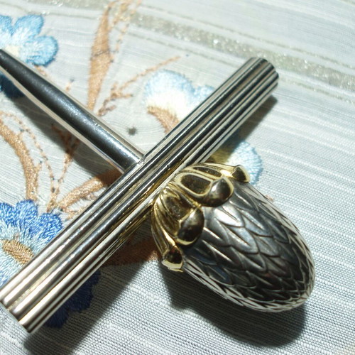 Sterling silver wine opener 19th century with 18k gold plating like new