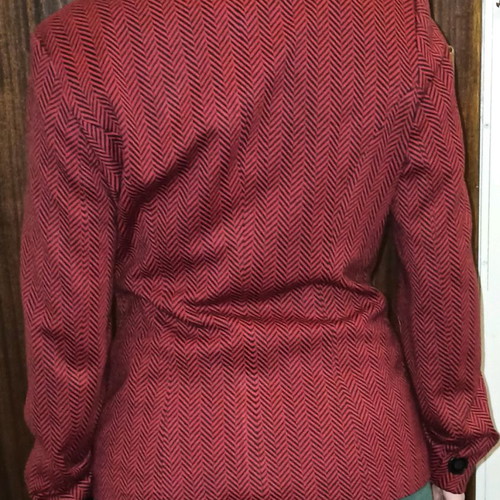Luccil.B women's jacket used, herringbone pattern red and black, size L