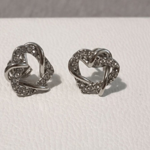 Metropolitan heart-shaped earrings with Swarovski stones, silver