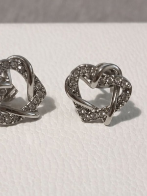 Metropolitan heart-shaped earrings with Swarovski stones, silver