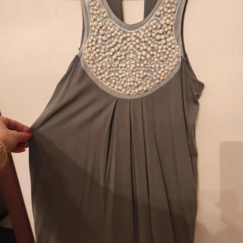 Blouse with pearls like new, gray, size L
