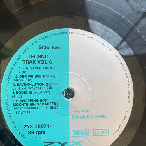Techno Trax Vol.6 2LP 1992 authentic, like new condition