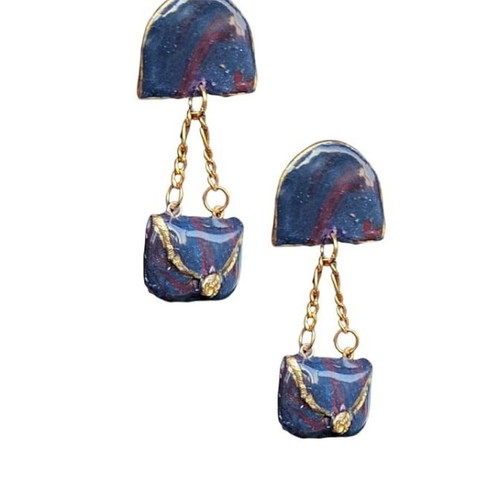 Handmade Saint Valentine earrings from polymer clay and resin glass new