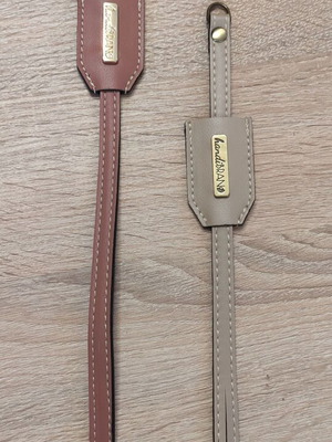 Leather key holder for bag new, pink and beige