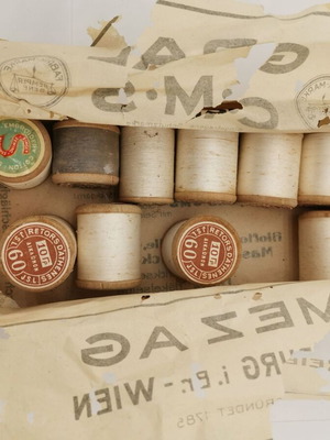Sewing threads used, pack of 14 pieces from 1950 era
