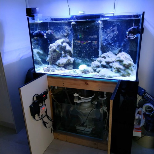 Aquarium 330 liters used with sump and wooden stand