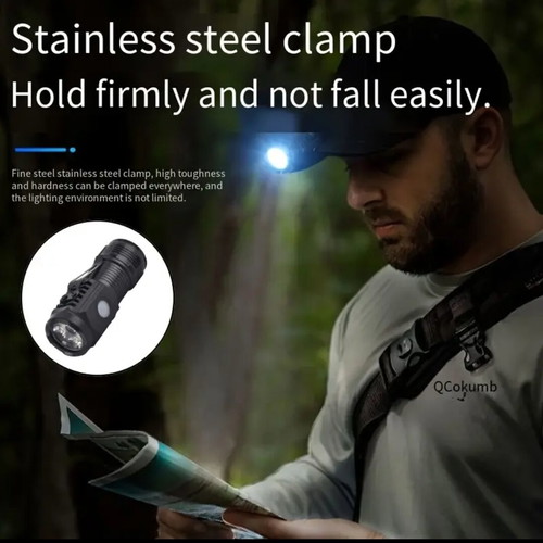 Rechargeable small flashlight with 3 LEDs, magnet and clip