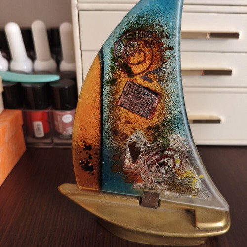 Handmade Blown Glass Sailboat Like New