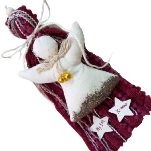 My 1st X-mas charm with fabric angel and handmade tassel