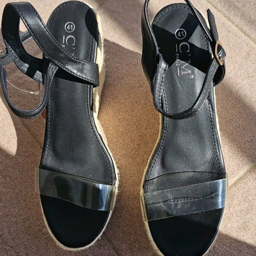 Bozikis platform shoes like new, black with transparent detail, size 41