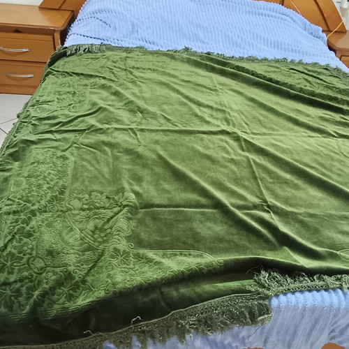 Velour vintage tablecloth used with some openings