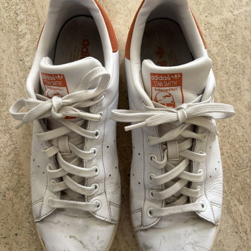 Adidas Stan Smith classic sneakers, white and orange, size 44