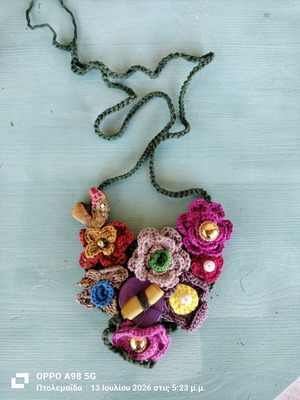 Handmade knitted necklace multicolor