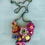 Handmade knitted necklace multicolor