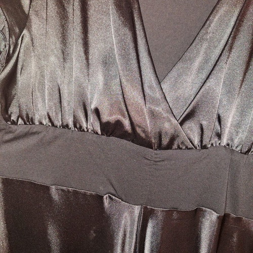 Asymmetric black shiny Oltre dress like new with deep neckline
