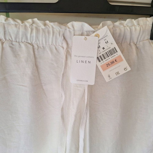 Linen pants new, white, size M, Oysho