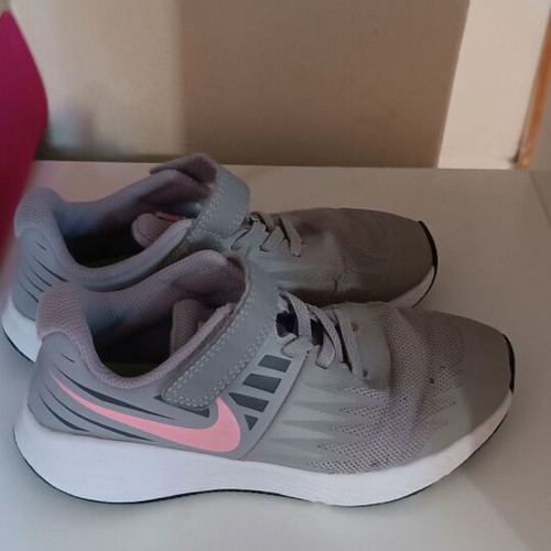 Nike athletic shoes size 30, white and grey