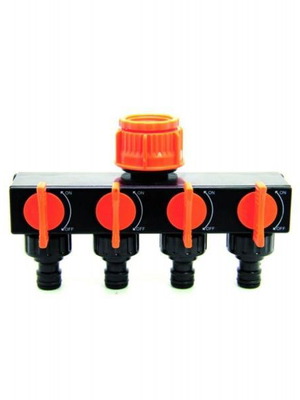 Watering Distributor with Switch, Quadruple Connector with ON/OFF Valves, New
