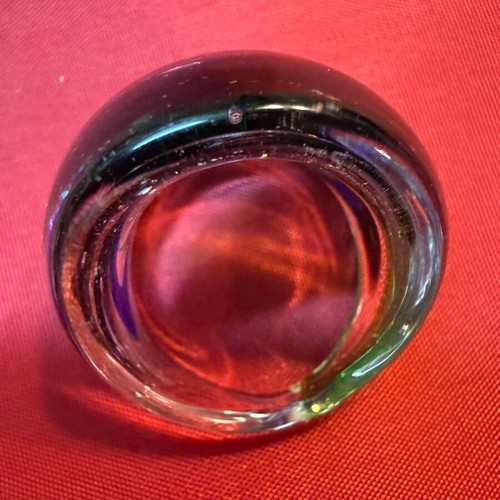 Glass ring like new, multicolored, round statement style