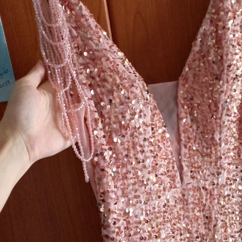 Formal shiny mermaid dress pink gold, like new, size S