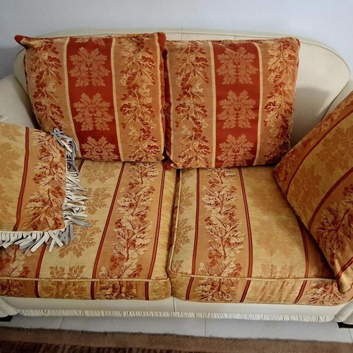 Leather sofa set 3-seater and 2-seater with washable cushions used