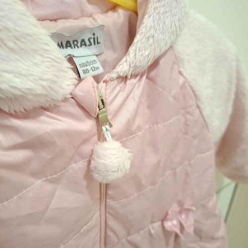 Marasil long coat for baby girl 9-12 months 80cm pink like new