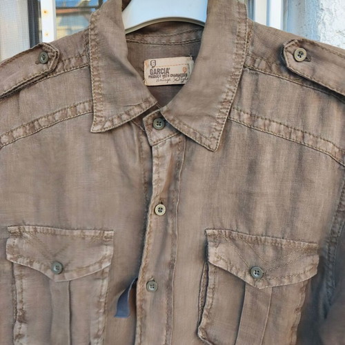 Men's linen shirt new, olive green, sizes L and M