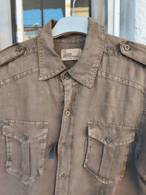 Men's linen shirt new, olive green, sizes L and M