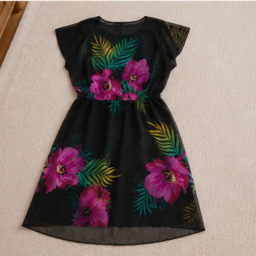 BPC beach dress L/XL like new, black with floral print