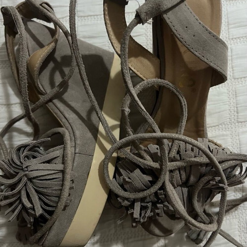 Tucino platform sandals used, natural suede, beige