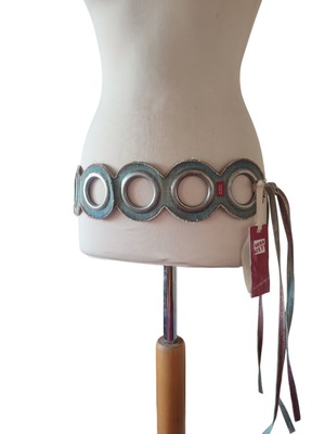 Ζώνη Miss Sixty vintage denim με μεταλλικούς κρίκους και ρυθμιζόμενο μήκος, καινούργια