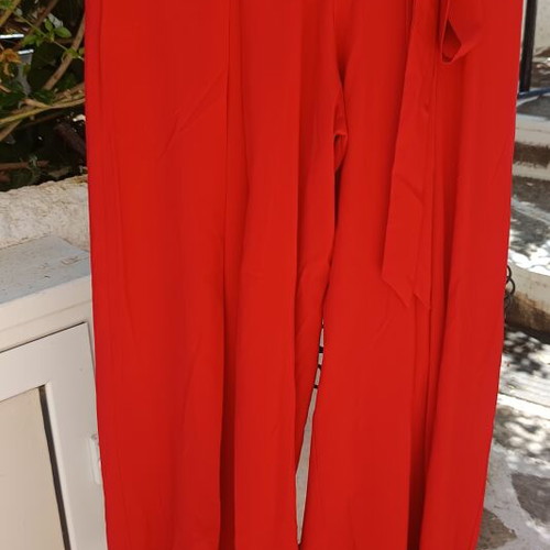Wide-leg pants size M new, red with belt