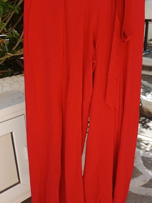 Wide-leg pants size M new, red with belt