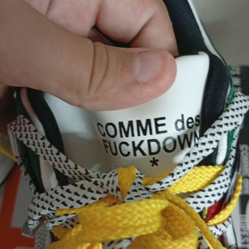 Comme des FUCKDOWN shoes new, size 42, red and green
