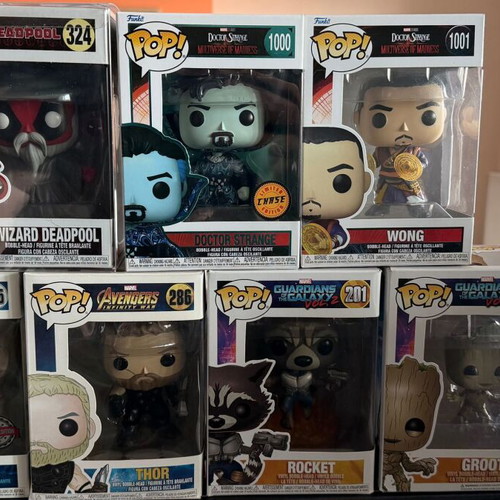 Marvel Funko Pop Bundle with Deadpool, Doctor Strange Chase, Loki, Thor, Groot & Avengers 6-Pack