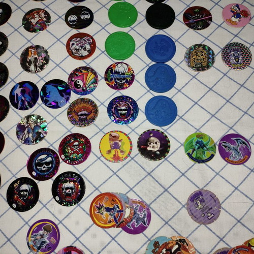 Tazos Poison Zodiac Joker and Various Thick Plastic Glittering
