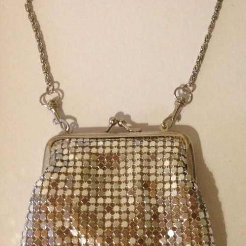 Maybelline New York hand bag used, silver evening