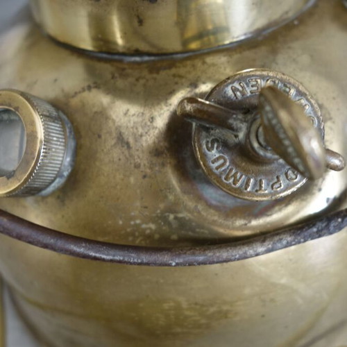 Storm lantern refurbished, brass and copper, model Optimus 300 P