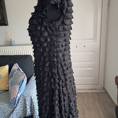 ClockHouse black mini dress XL like new with ruffles and shiny texture