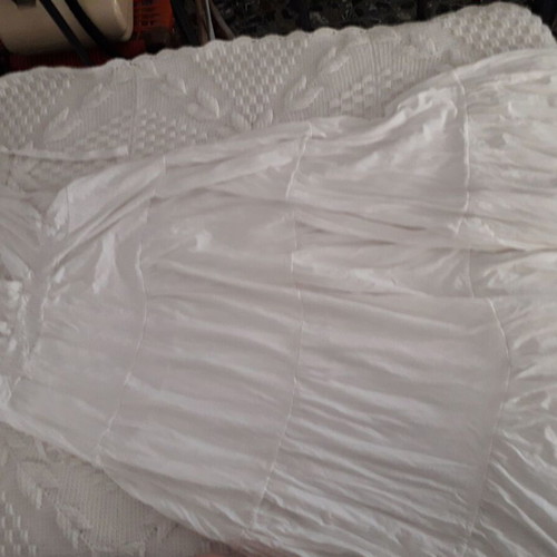 Box Now White Dress Long Triangle Halter Neck, New, Heavy Elastic Fabric