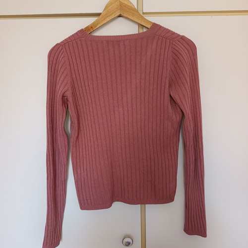 Zara pink ribbed long-sleeve sweater used, slim fit