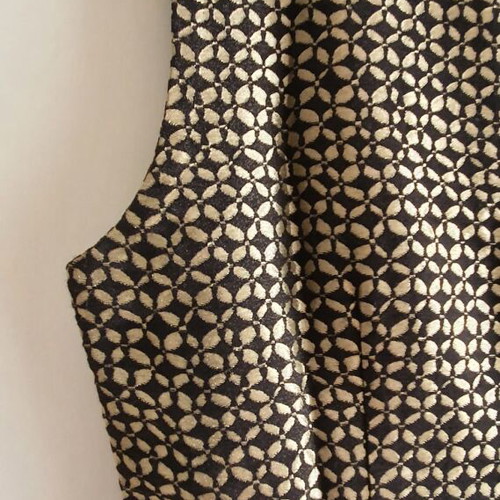 CLOO Dress New With Embossed Pattern, Size L, Beige-Black
