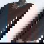 Πουλόβερ από μαλλί Bon'a Parte σαν καινούργιο, σοκολατί με χειροποίητες διακοσμήσεις