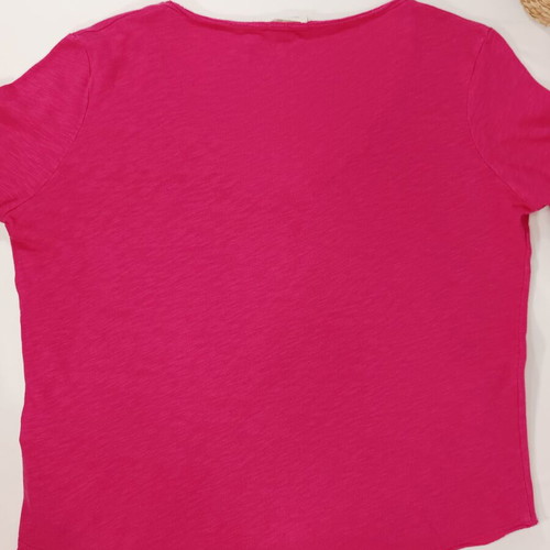 American Vintage pink cotton long-sleeve top used with V neckline