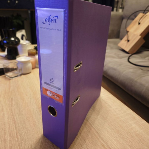 Set of three A4 filing binders in purple shades like new