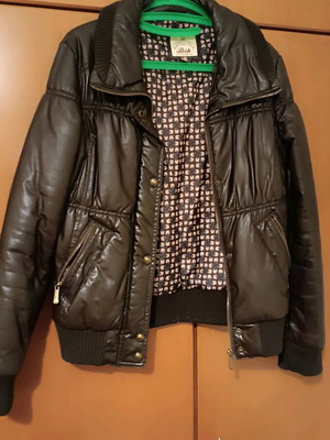 Bershka jacket used, faux leather, brown, size L