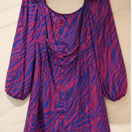 Sinsay dress like new, fuchsia and blue print, medium size